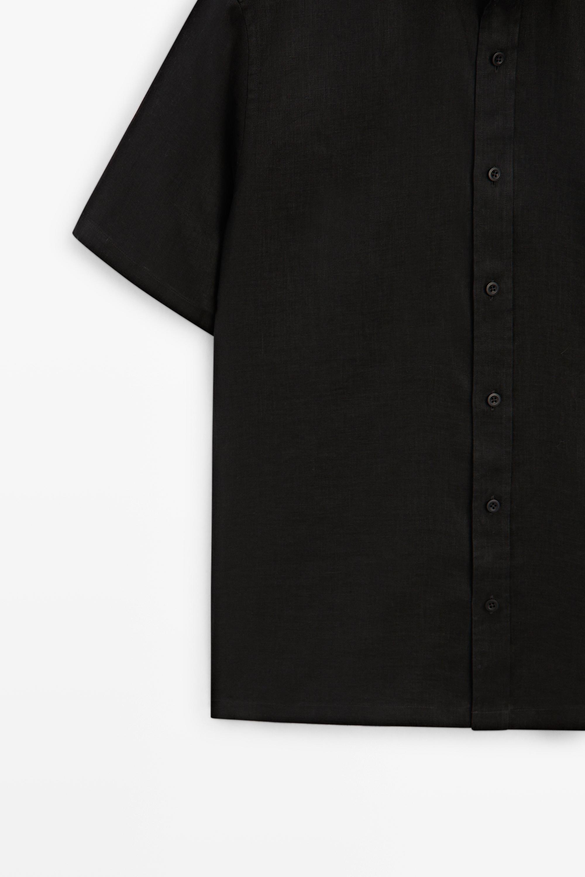 Regular fit 100% linen short sleeve shirt